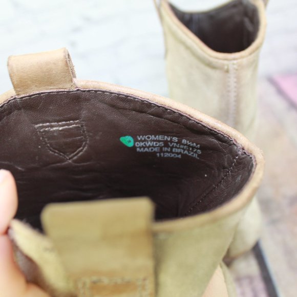 LL Bean Tan Suede Cone Heel Pull-on Mid Calf Boots Size 8.5 M - Picture 7 of 10